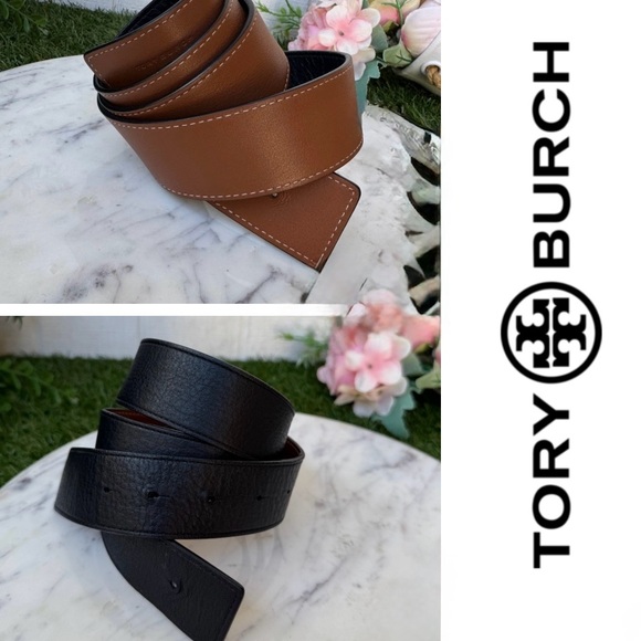 TORY BURCH Pebbled leather reversible belt XS BLACK NEW CUOIO Missing Buckle main image 14